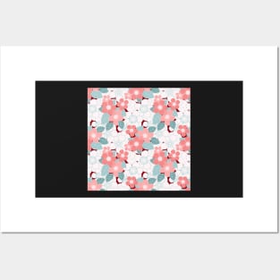 Pink Peach Blossoms Pattern Posters and Art